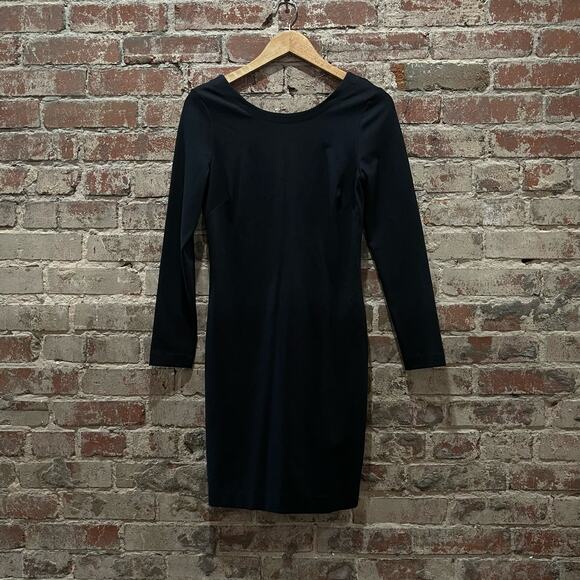 Banana Republic Black Ponte Back Zip Dress Size 4 - Picture 2 of 6